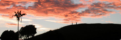Volcano at sunset